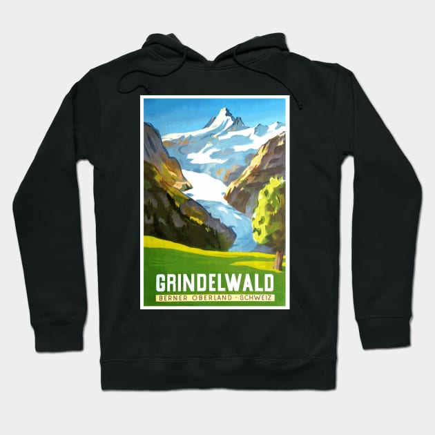 Grindelwald, Switzerland - Vintage Travel Poster Design Hoodie by Naves